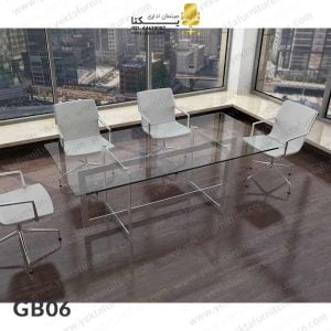میز کنفرانس با صفحه شیشه ای مدل GB06
