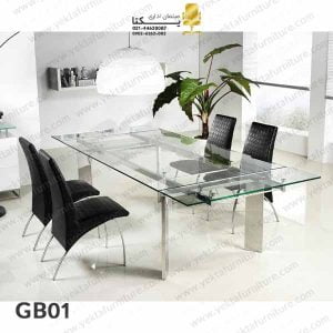 میز کنفرانس شیشه ای با پایه فلزی مدل GB01
