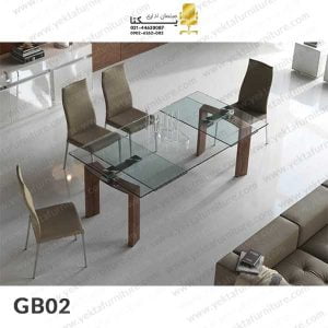 میز کنفرانس شیشه ای با پایه چوبی مدل GB02