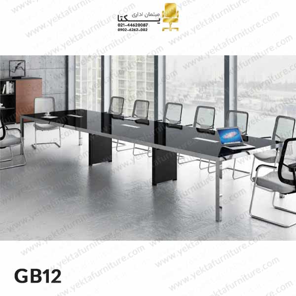 میز کنفرانس شیشه ای مشکی مدل GB12